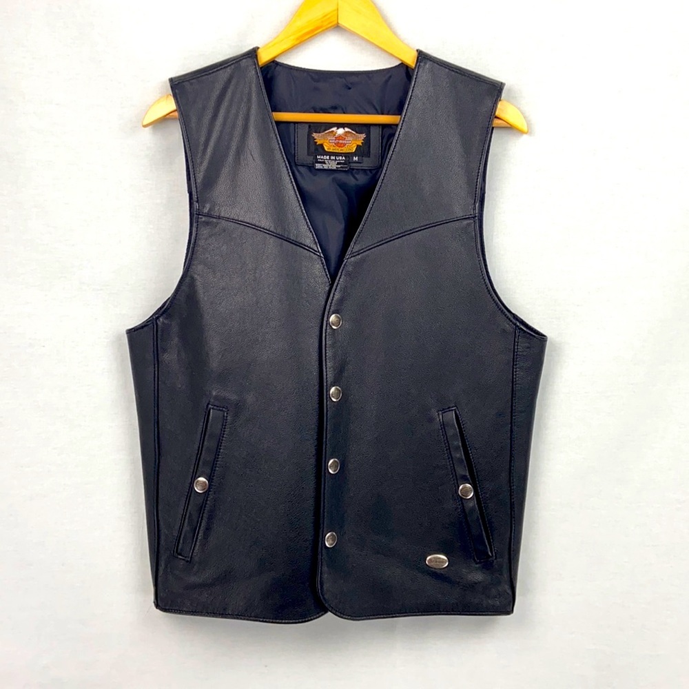 Harley Davidson Black Leather Vest Medium